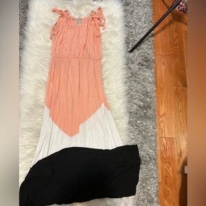 Peach, White, and Black Maxi Dress